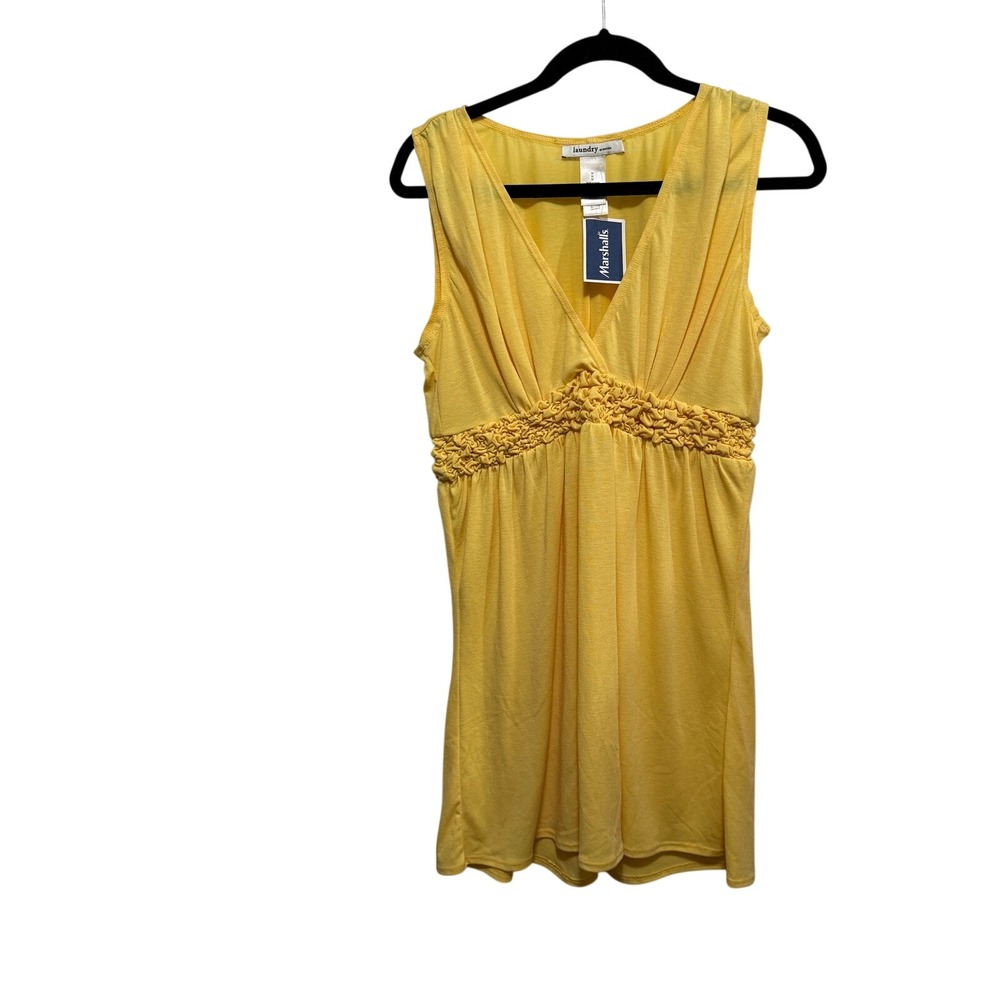 Laundry by Design Yellow Smocked Empire Waist Mini Dress NWT Women's M